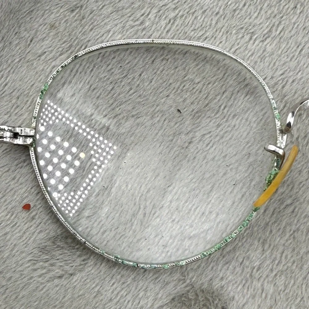 Vintage 1/10 12K GF Wire Frame Glasses Silver Round Engraved Bridge 26415